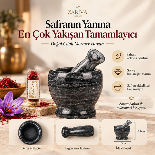 Zariva Doğal Cilalı Mermer Havan