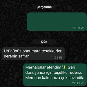 WhatsApp'tan iletilen müşteri mesajı